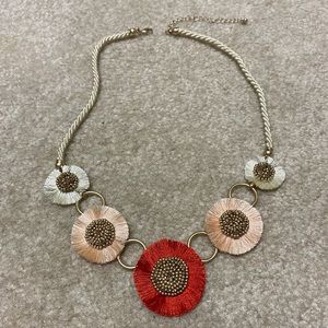 Floral necklace red orange